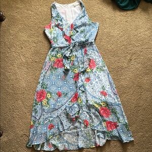 Kensie Floral Pattern Faux Wrap Dress